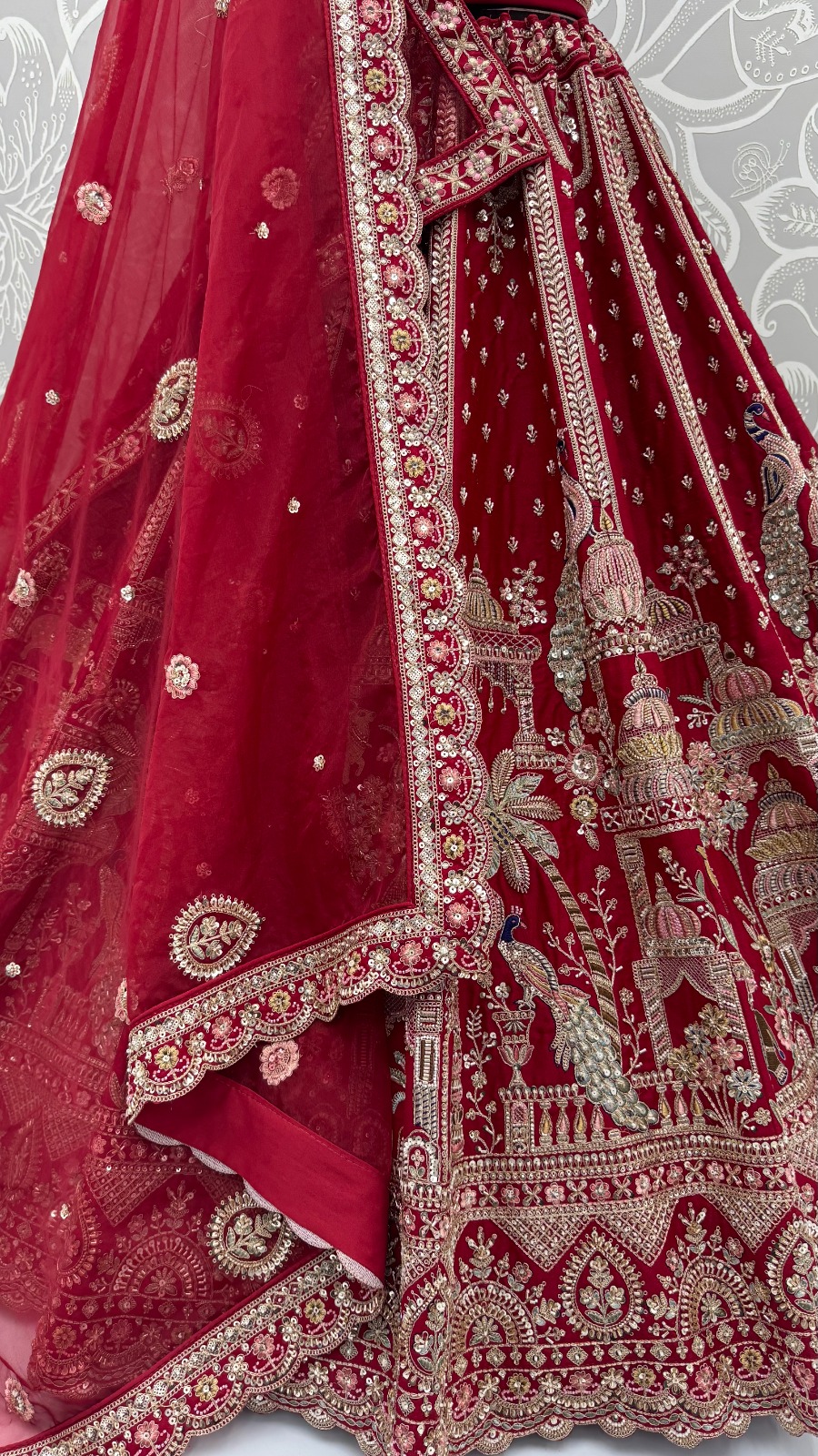 Maroon Bridal Cutdana-Work Embroidered Ethinc Motif Semi-Stitched Lehenga Choli